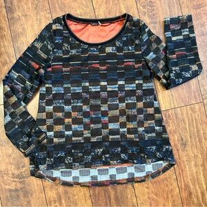 Colorful Checkered Long Sleeve Top - Large